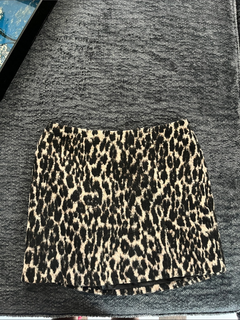 Leopard Print Mini Skirt in Black and Cream